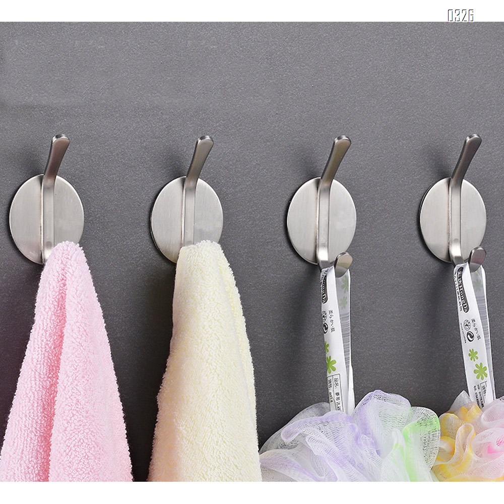 Oval hook 304 stainless steel strong adhesive creative hole free household nail free multifunctional bathroom coat hook
