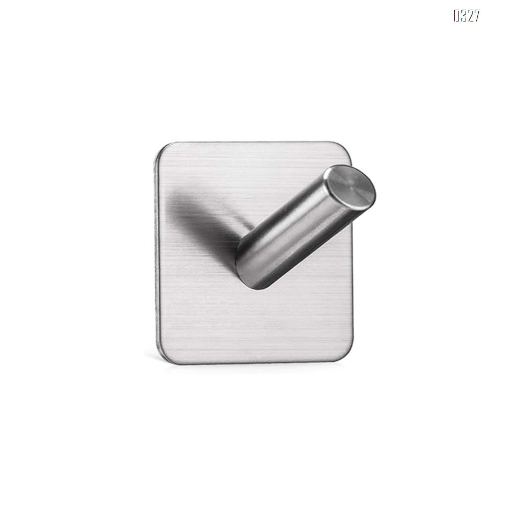 Adhesive Wall Hooks Heavy Duty Hooks for Hanging Wall Hangers Stick on Shower Home Bathroom Kitchen Door Ideal for Robes, Umbrellas, Clothes, Bags, Coats, Keys - Stainless Steel
