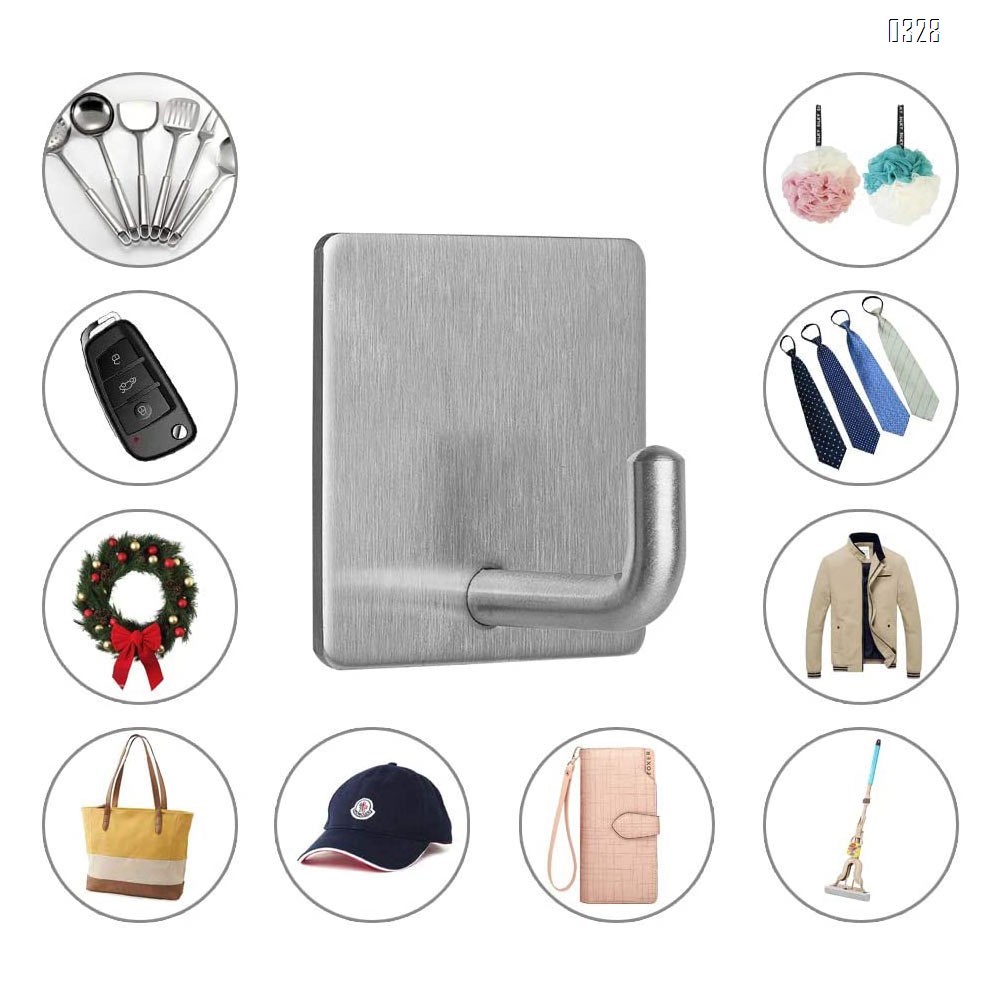 Adhesive Hooks Heavy Duty Stainless Steel Wall-mounted Hanger, Bathroom Office Wall Hook, for Hanging Shower Sticky Hook