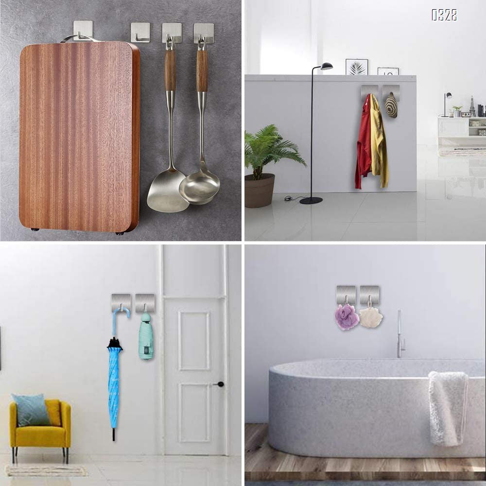 Adhesive Hooks Heavy Duty Stainless Steel Wall-mounted Hanger, Bathroom Office Wall Hook, for Hanging Shower Sticky Hook