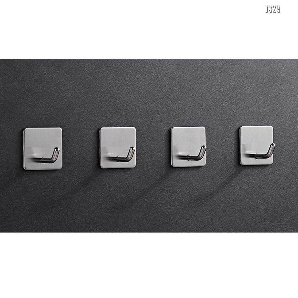 Self-Adhesive Towel Hooks, Wall Hooks, Key Holders, Non-Drill Hanging Solution, for Office/Kitchen/Bedroom/Bathroom, Anti-Fingerprint Stainless Steel 304
