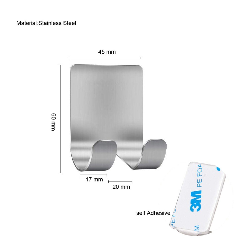 Razor Holder for Shower-Hook Hanger Stand Self Adhesive Stainless Steel Heavy Duty Utility Storage Hook,Shower Hook for Razor Bathroom Kitchen Organizer for Shaver Plug Robe Towel Multi Purpose Hooks