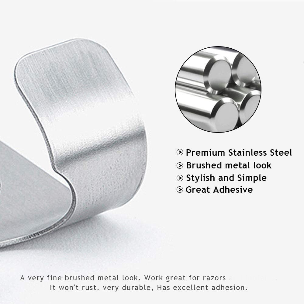 Razor Holder for Shower-Hook Hanger Stand Self Adhesive Stainless Steel Heavy Duty Utility Storage Hook,Shower Hook for Razor Bathroom Kitchen Organizer for Shaver Plug Robe Towel Multi Purpose Hooks
