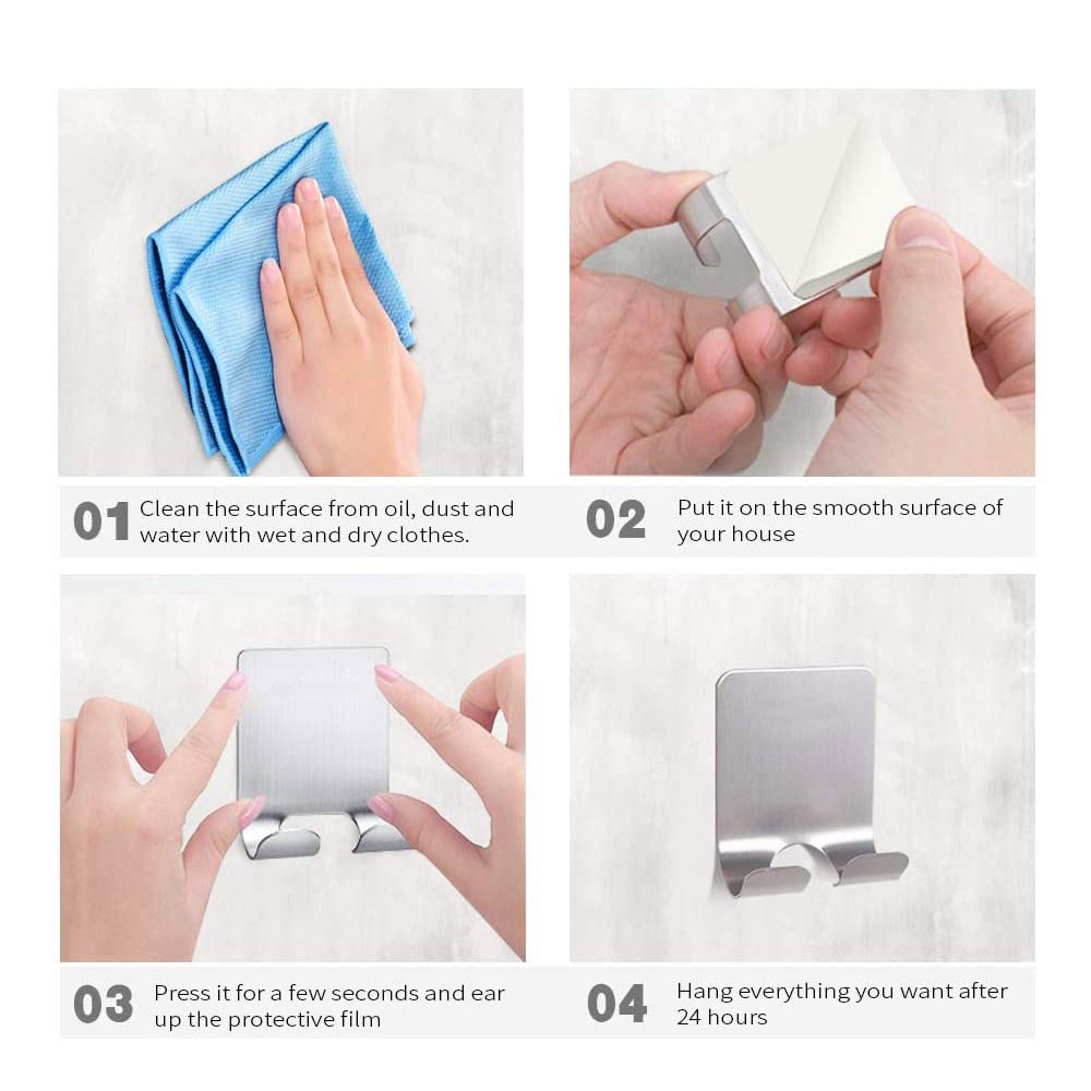 Razor Holder for Shower-Hook Hanger Stand Self Adhesive Stainless Steel Heavy Duty Utility Storage Hook,Shower Hook for Razor Bathroom Kitchen Organizer for Shaver Plug Robe Towel Multi Purpose Hooks