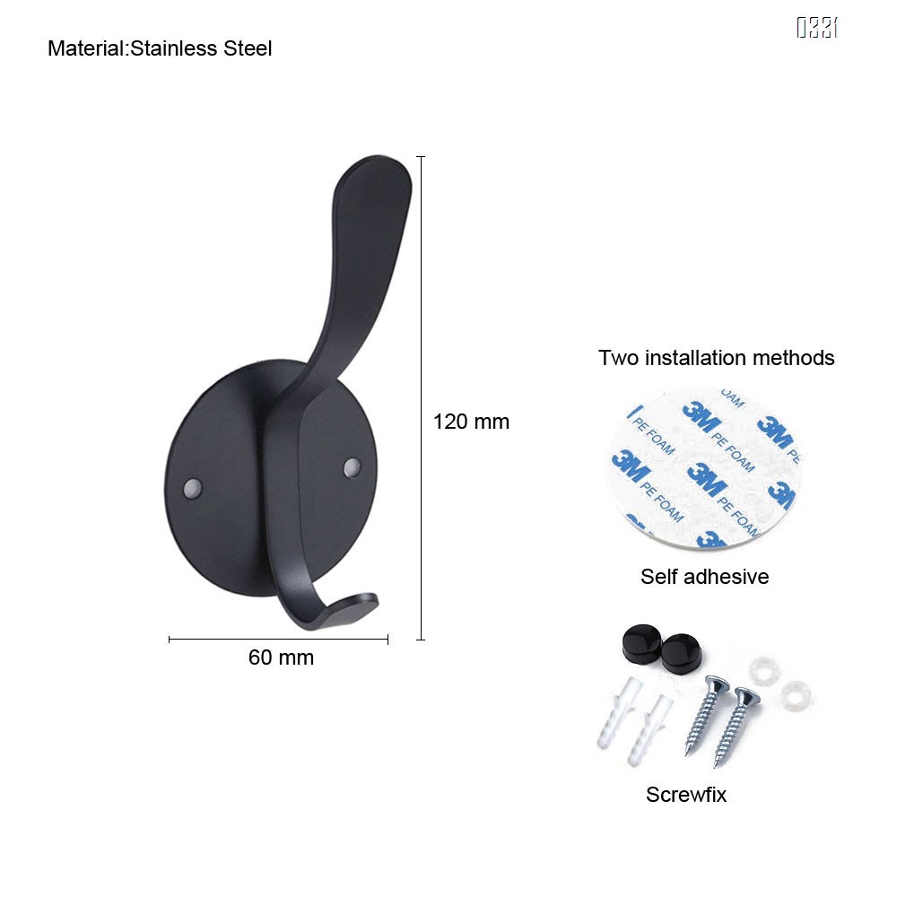 Black Clothes Hooks of Decorative Wall Mounted Stainless Steel Hooks Wall Hooks Single Hook for Home Towel Backpack Coat Hat Hang Living Room Bedroom Door Bathroom Wall Hangers