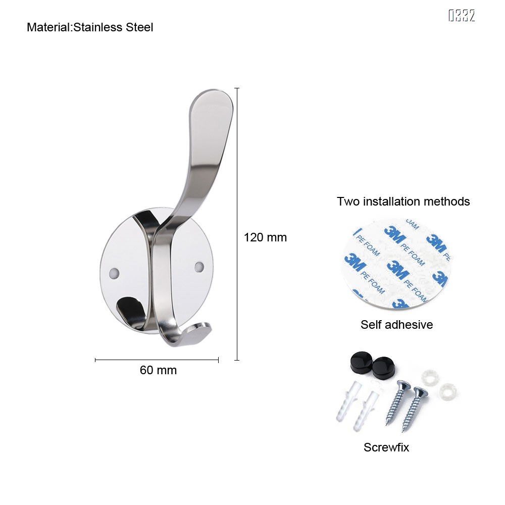 Clothes Hooks of Decorative Wall Mounted Stainless Steel Hooks Wall Hooks Single Hook for Home Towel Backpack Coat Hat Hang Living Room Bedroom Door Bathroom Wall Hangers