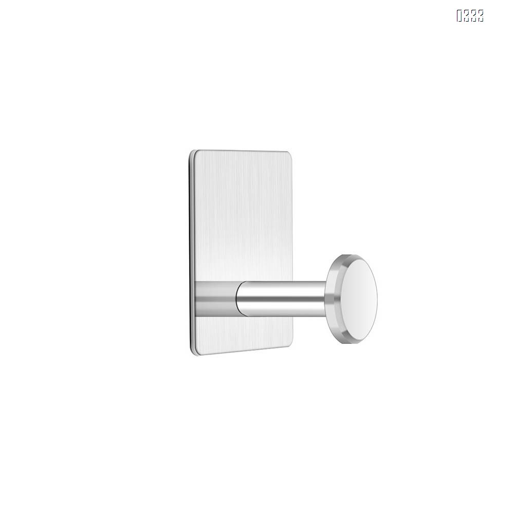 square Self adhesive Coat Hook Stainless Steel Towel Clothes Robe Hook for Bathroom Kitchen Garage  Wall Mounted