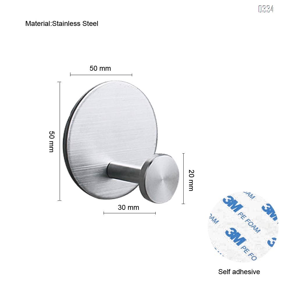 Round Self adhesive Coat Hook Stainless Steel Towel Clothes Robe Hook for Bathroom Kitchen Garage  Wall Mounted