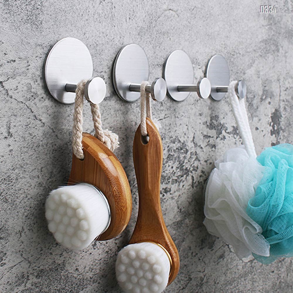 Round Self adhesive Coat Hook Stainless Steel Towel Clothes Robe Hook for Bathroom Kitchen Garage  Wall Mounted