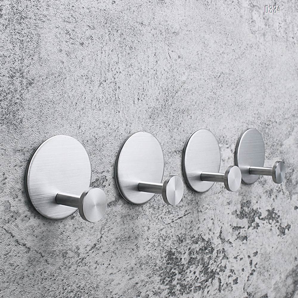 Round Self adhesive Coat Hook Stainless Steel Towel Clothes Robe Hook for Bathroom Kitchen Garage  Wall Mounted