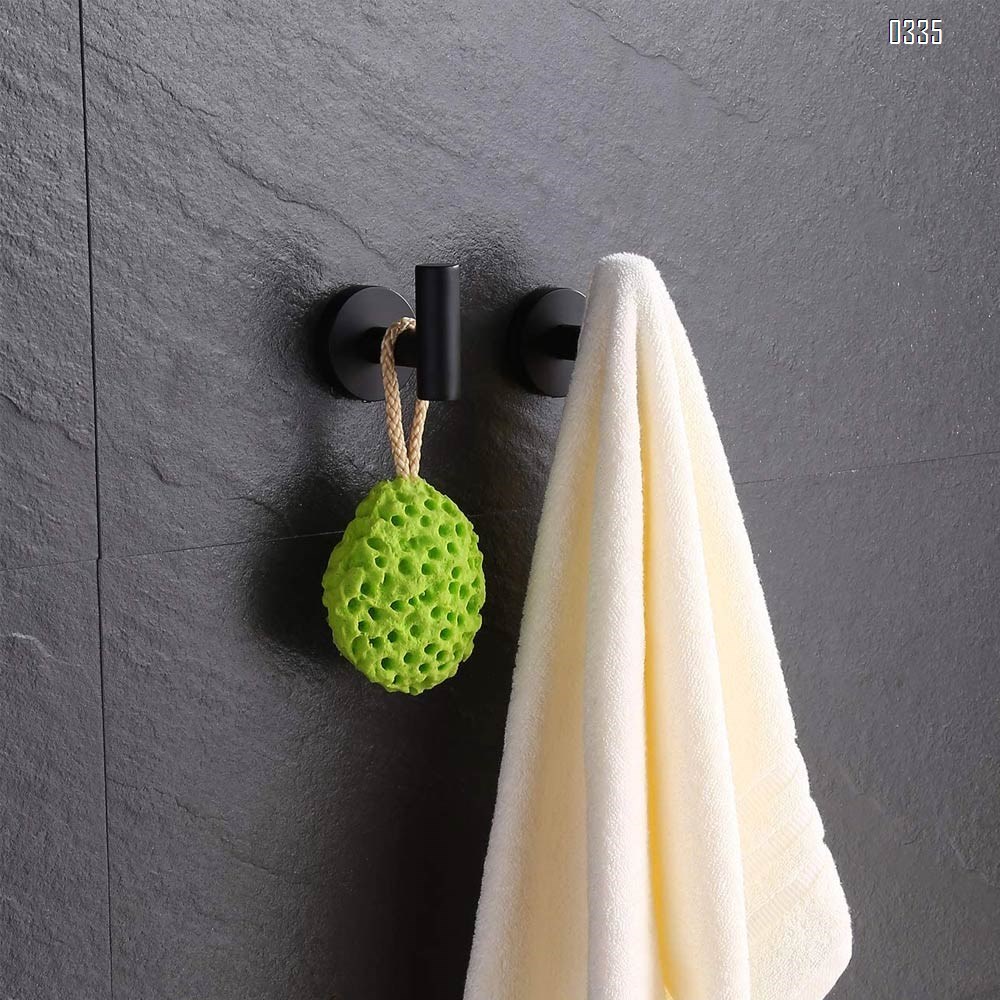 Towel Coat Hook Matte Black SUS304 Stainless Steel Bathroom Clothes Cabinet Closet Sponges Robe Hook Wall Mounted Round Kitchen Heavy Duty Door Hanger