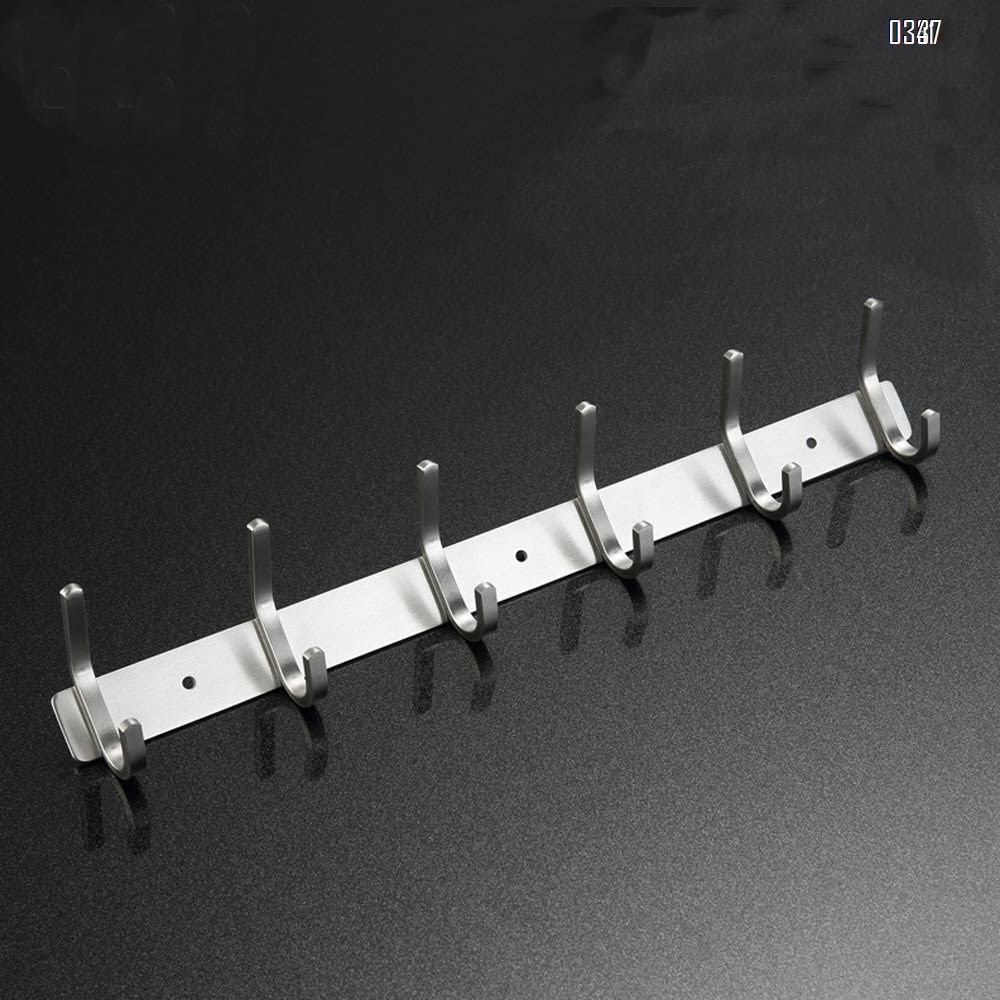 Coat Rack Wall Mounted - 6 Double Hooks, Heavy Duty, Stainless Steel, Metal Coat Hook Rail for Coat Hat Towel Purse Robes Mudroom Bathroom Entryway