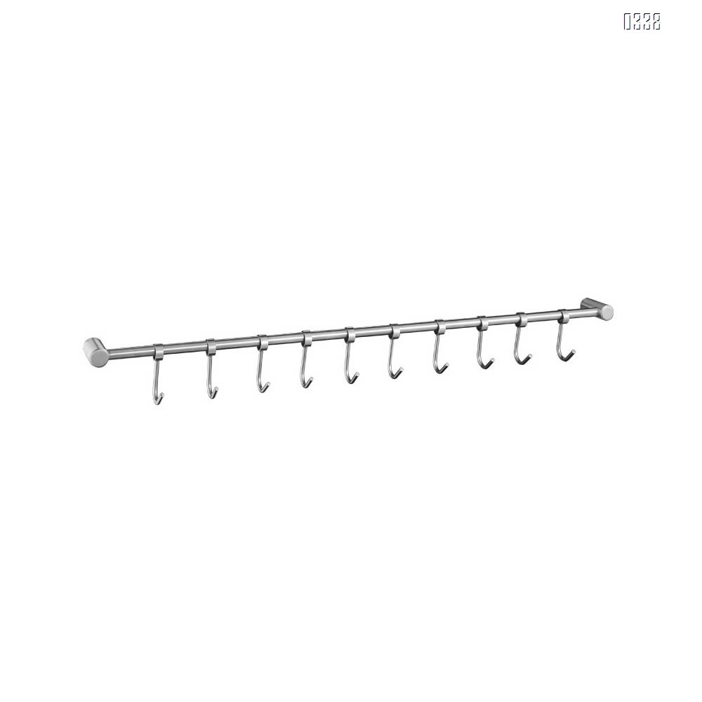 Kitchen Utensil Hangers Hooks, More Thick Stainless Steel Kitchen Utensil Wall Hanging Rod Hanger Rack Wall Mount Pot Rack Utensil Hanging Rack (10 Sliding Hooks).