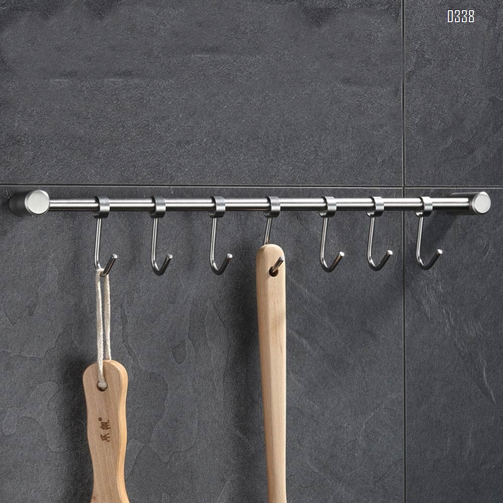 Kitchen Utensil Hangers Hooks, More Thick Stainless Steel Kitchen Utensil Wall Hanging Rod Hanger Rack Wall Mount Pot Rack Utensil Hanging Rack (10 Sliding Hooks).