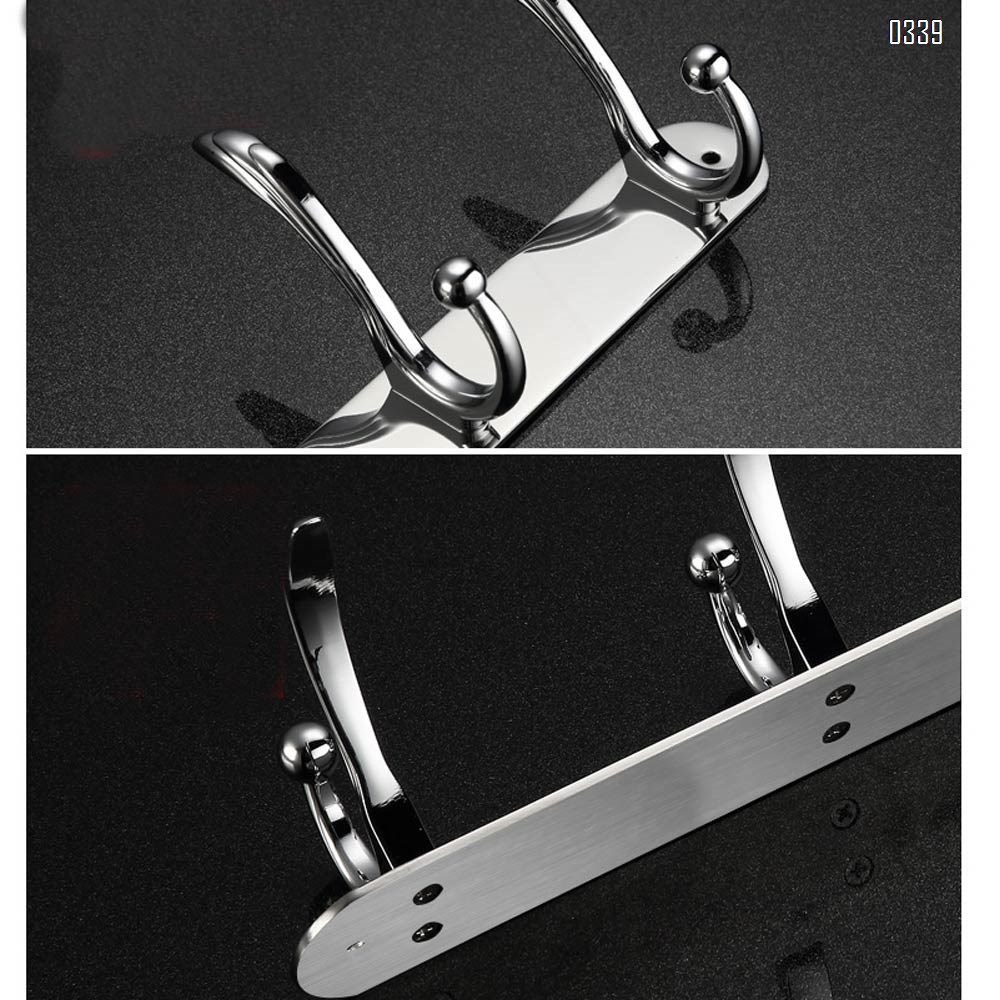 Wall Mounted Coat Rack with 5 Hooks for Hanging Coats - Heavy Duty Stainless Steel Metal Coat Hook Rail, Hook Rack, Hat and Coat Rack, Chromed