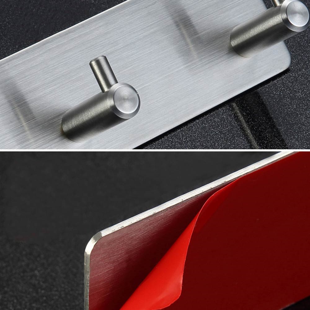 Self Adhesive Wall Mounted Hook Stainless Steel Coat Rack Shelf Rail with 3 Hooks  Door Hanging Holder Waterproof Hanger for Robe, Towel, Keys, Home, Kitchen