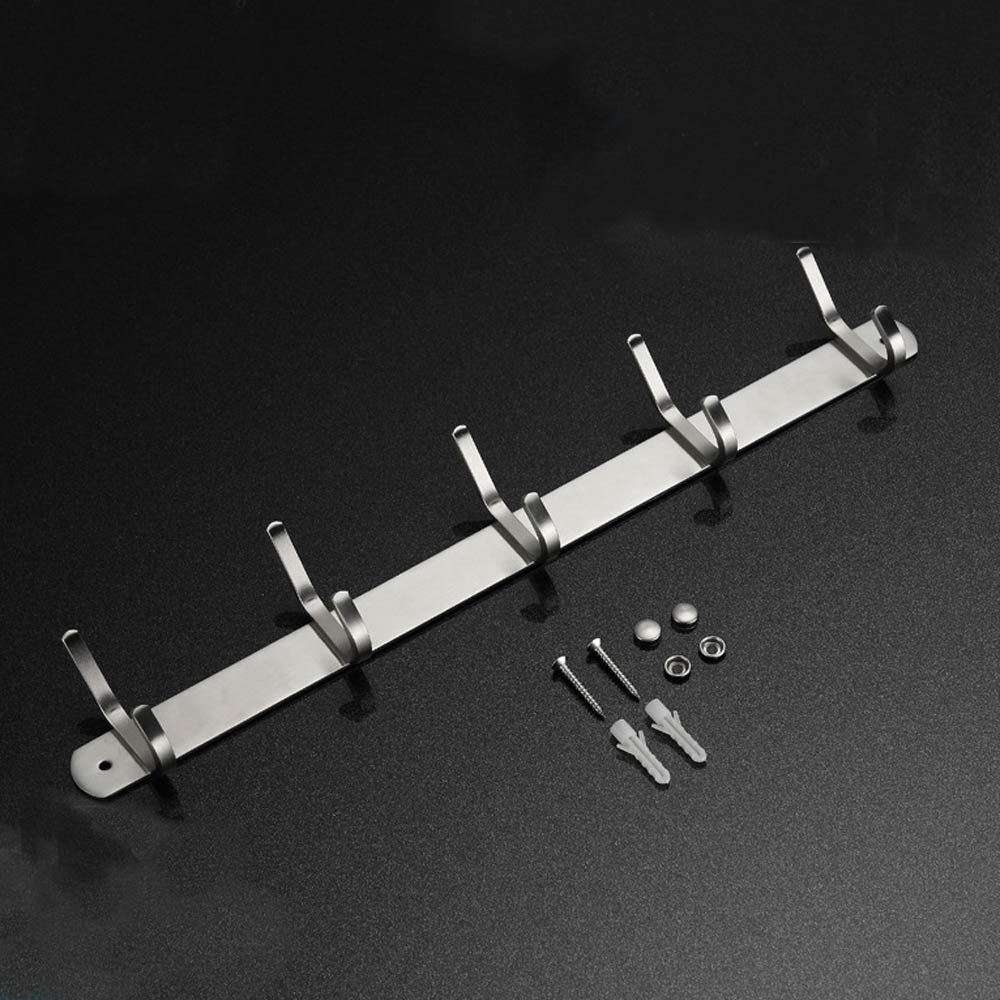 Coat Hook SUS304 Stainless Steel Wall Mounted Coat Rack Towel Hook with 5 Heavy Duty Double Hooks,Wall Mount