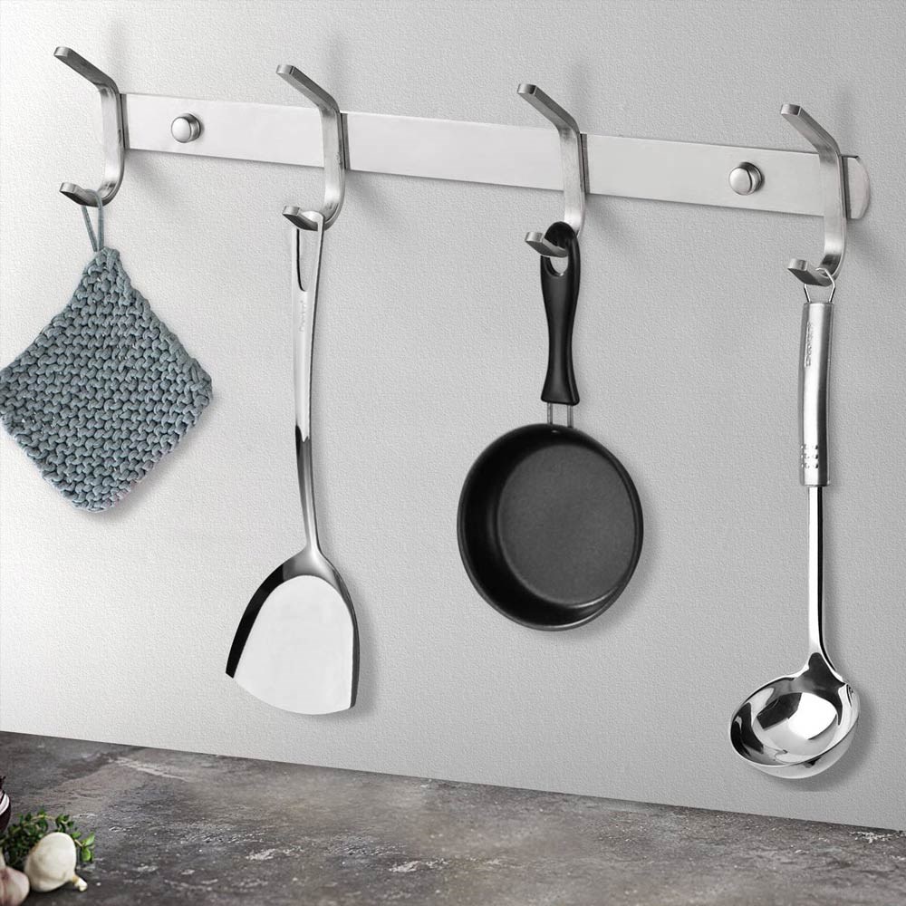 Coat Hook SUS304 Stainless Steel Wall Mounted Coat Rack Towel Hook with 5 Heavy Duty Double Hooks,Wall Mount