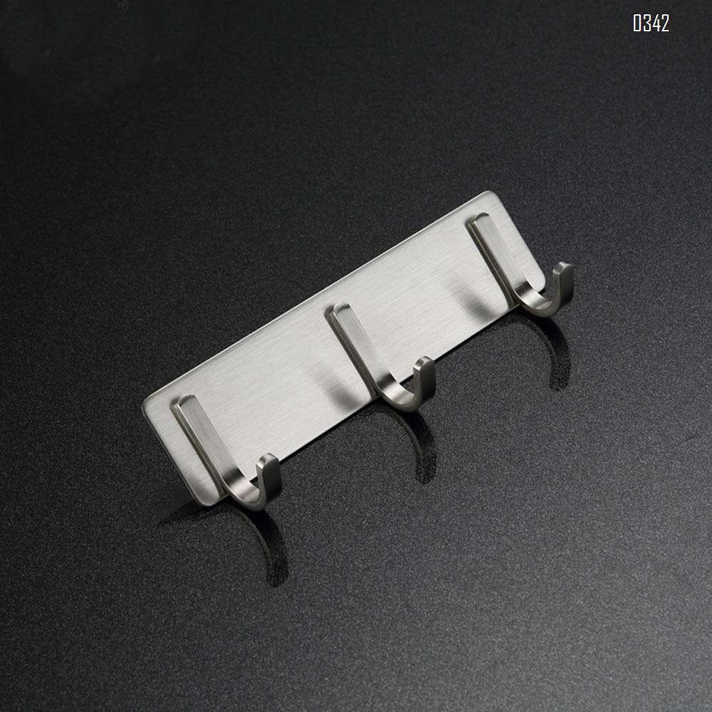 Self Adhesive Coat Hook Rack Wall Mounted Brushed Nickel SUS304 Stainless Steel Bath Towel Hook Coat Rail Double 3 Hooks