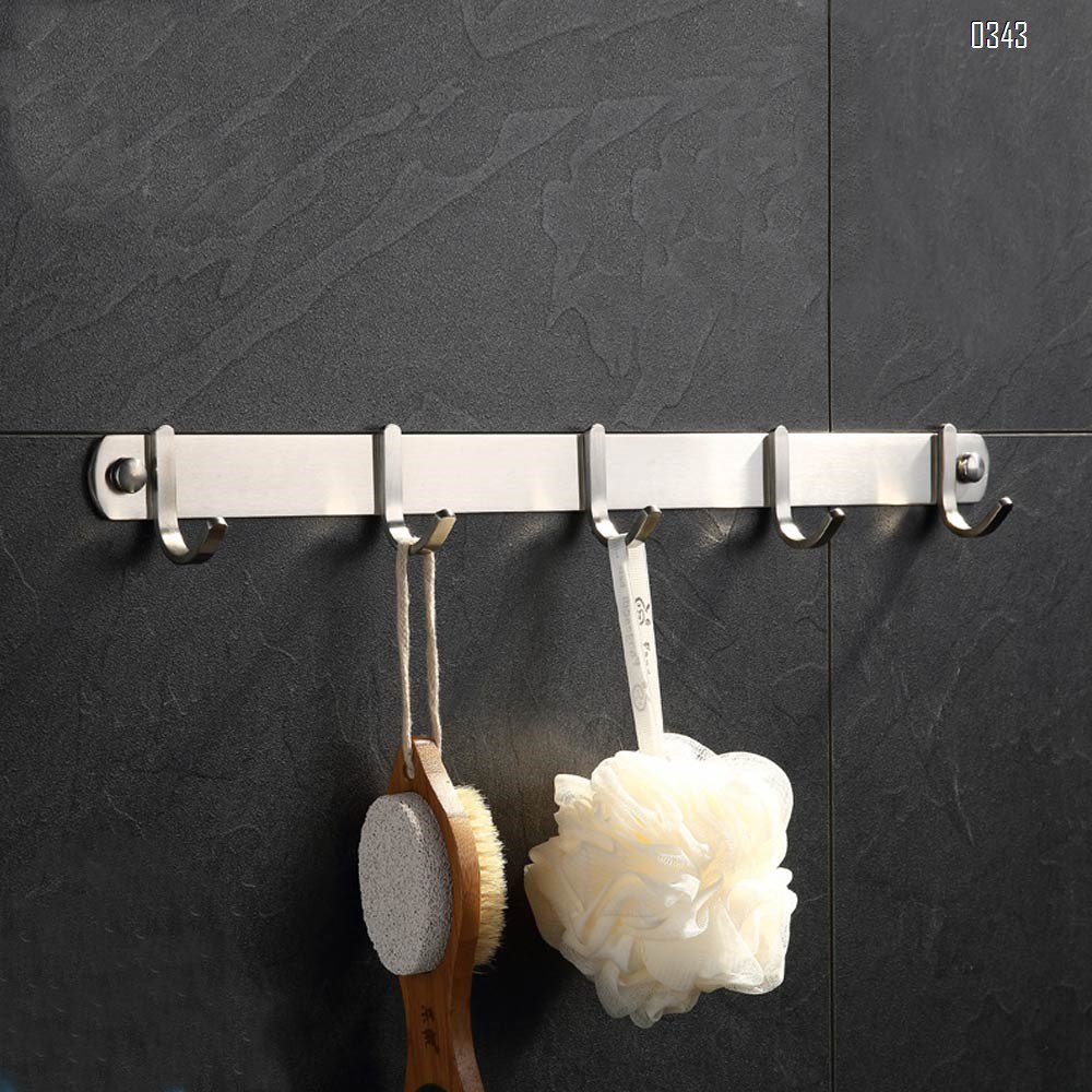 Coat Hook Rack Wall Mounted 18-Inch SUS304 Stainless Steel Brushed Nickel Hook Rail with 5 Heavy Duty Hooks