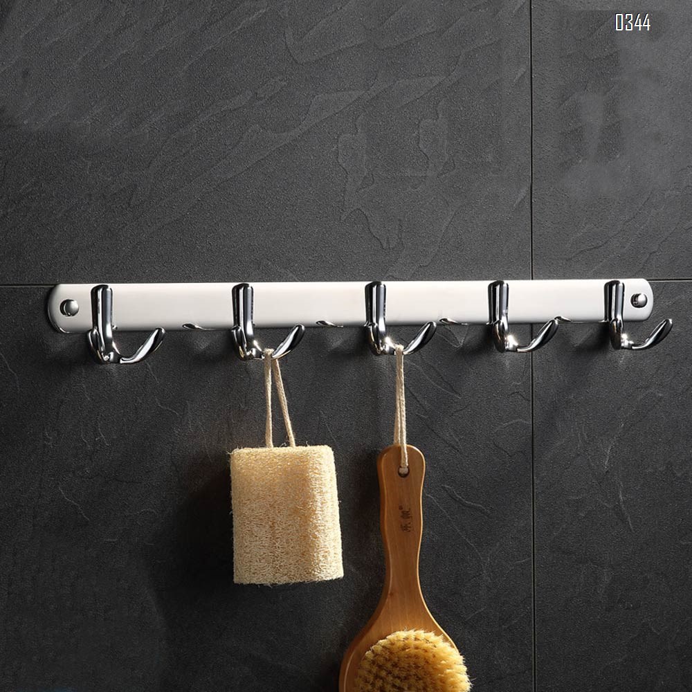 Mirror Face Wall Mount Coat Hooks,5 Tri Hooks Heavy Duty Stainless Steel Hook Rail for Coat Hat Towel Robes Mudroom Bathroom Entryway