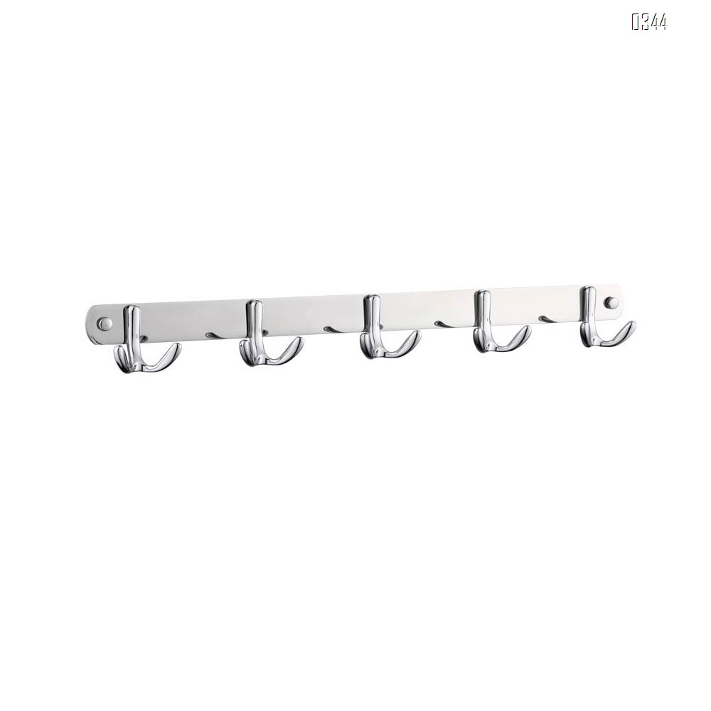 Mirror Face Wall Mount Coat Hooks,5 Tri Hooks Heavy Duty Stainless Steel Hook Rail for Coat Hat Towel Robes Mudroom Bathroom Entryway