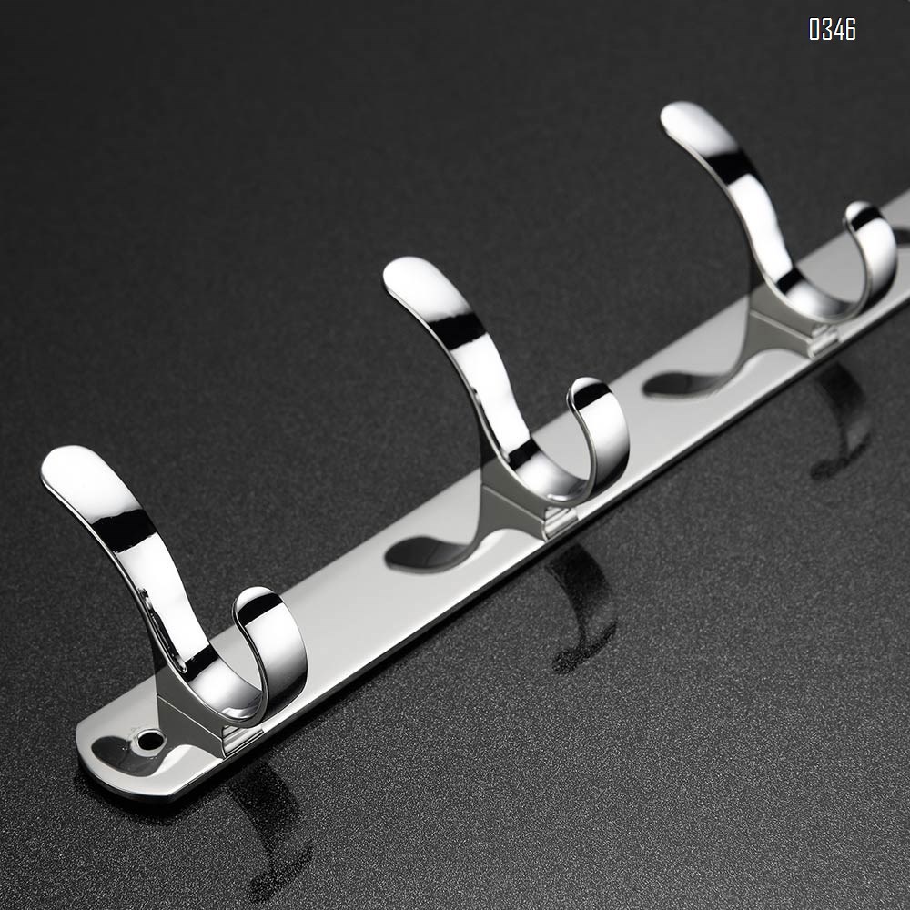 Coat Rack,Stainless Steel Wall Mount Coat Hook Rack, Hook Rail Hook Hanger for Coats, Hats, Scarves, Keys,with 5 Hooks,Mirror Face