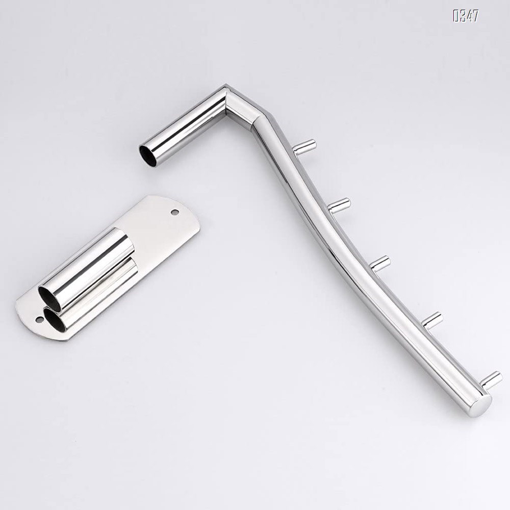 Swing 180 degrees Wall Mounted Clothes Hanger Rack, Stainless Steel Garment Hooks with Swing Arm Holder, Space Saver Clothing and Closet Rod Storage Organizer for Laundry Room Bedrooms Bathrooms