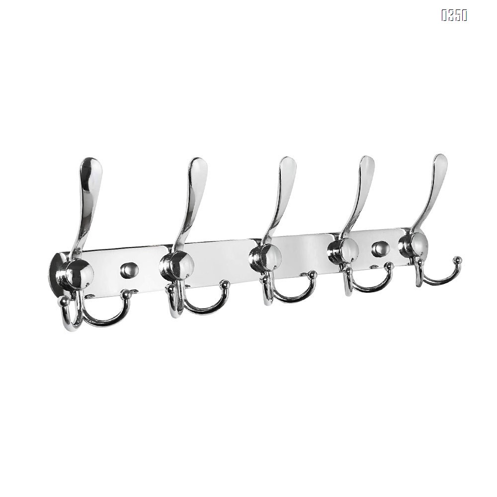 Coat Hat Hook,Metal Robe Rail Rack Towel Hanger with Flared Tri-Hook, for Home,Entryway,Office,Keys,Scarf,Jacket,Backpack,Wall Mounted,Silver