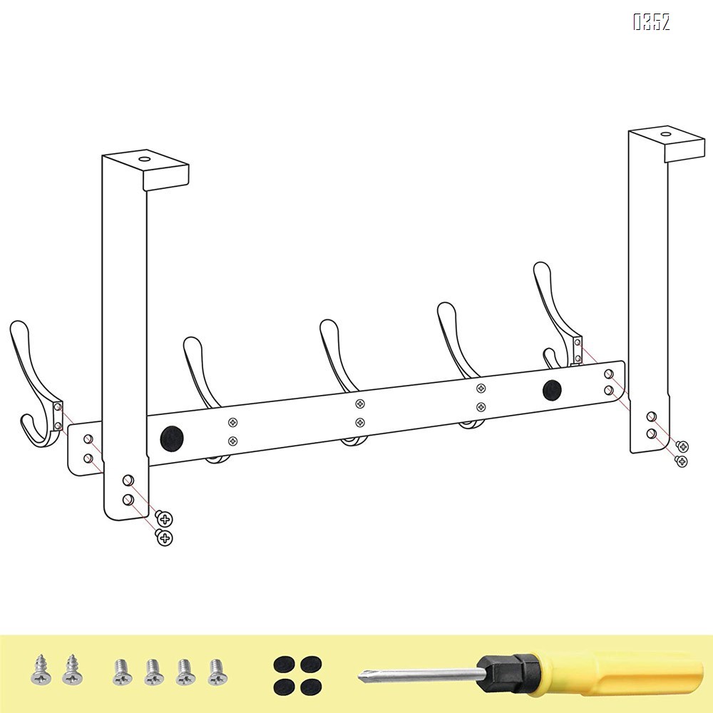 Over The Door Hook 5 Tri Hooks, Assembly Heavy Duty Over Door Hook for Hanging Coats Clothes Towels, Over Door Hanger for Bathroom Bedroom, Silvery