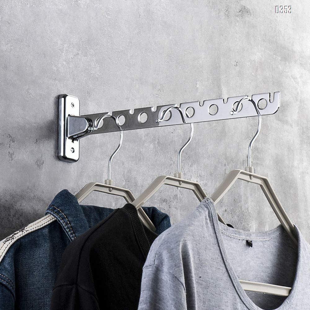 Stainless Steel Folding Swing Clothes Hanger Wall Mounted Clothes Drying Rack Swing Arm Clothing Multiple Hook Bathroom Accessory Closet Systems