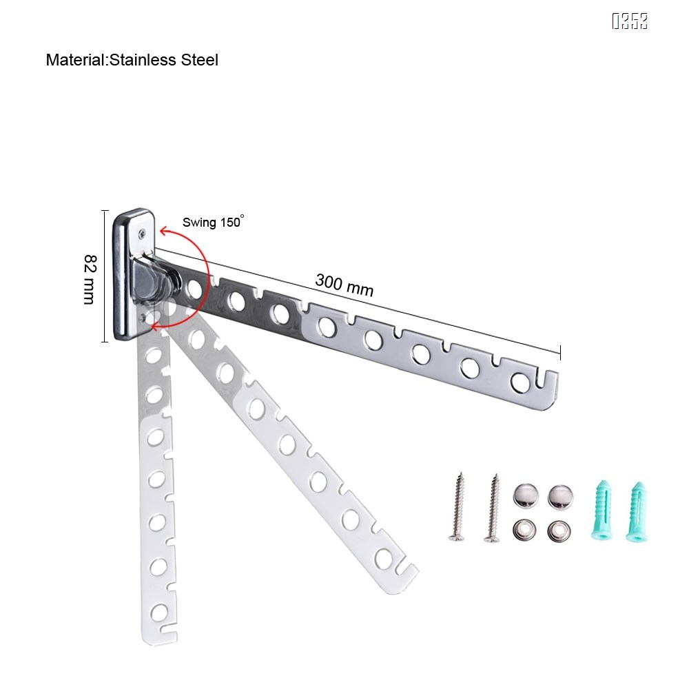 Stainless Steel Folding Swing Clothes Hanger Wall Mounted Clothes Drying Rack Swing Arm Clothing Multiple Hook Bathroom Accessory Closet Systems