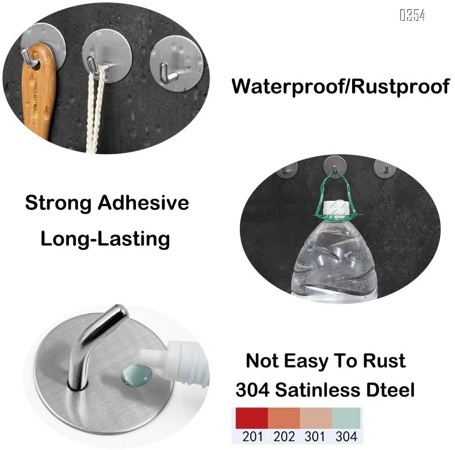 Self Adhesive Hooks Wall Hooks  for Hanging Towels Robes Coats Apply to Bathroom Home Kitchen Office