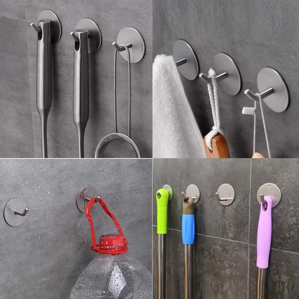 Self Adhesive Hooks Wall Hooks  for Hanging Towels Robes Coats Apply to Bathroom Home Kitchen Office