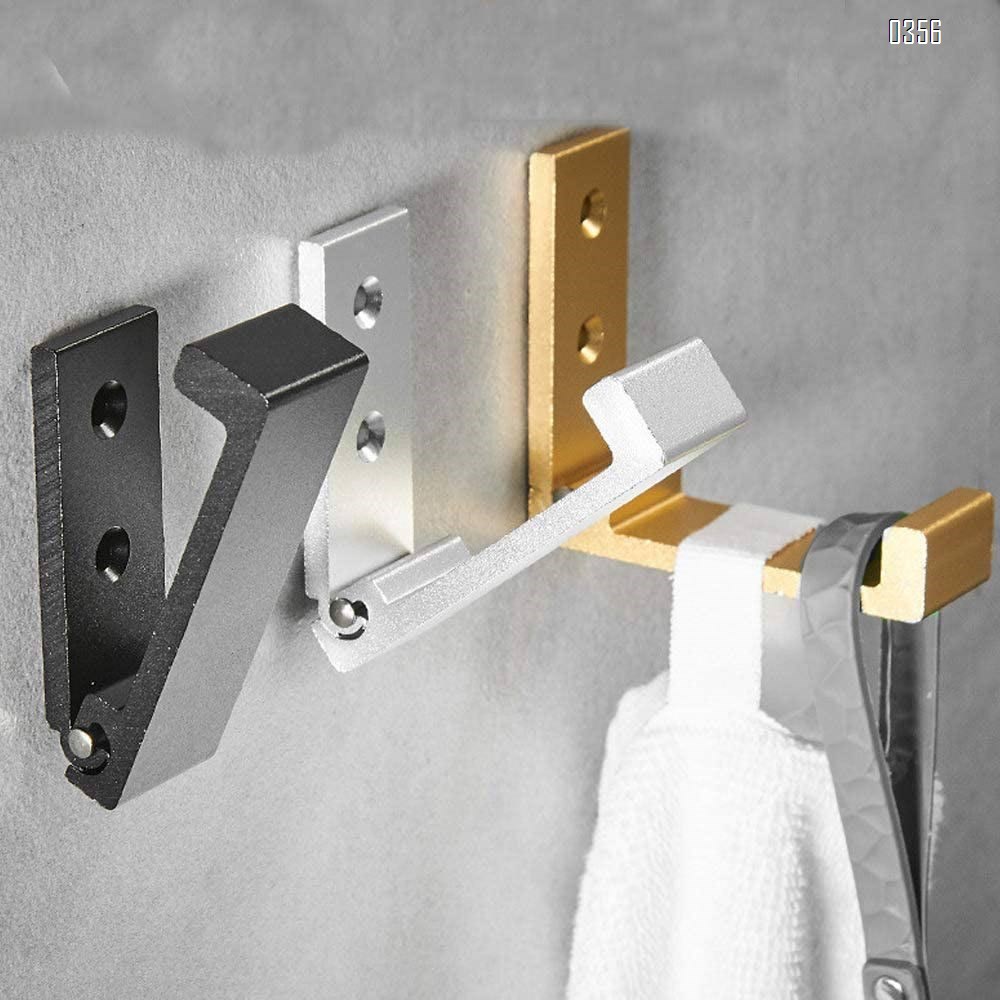 Space Aluminum Folding Clothes Rack Wall Mounted, Foldable Towel Wall Hanger Hooks Retractable Hook Folding Wall Rack Hook Holder for Clothes