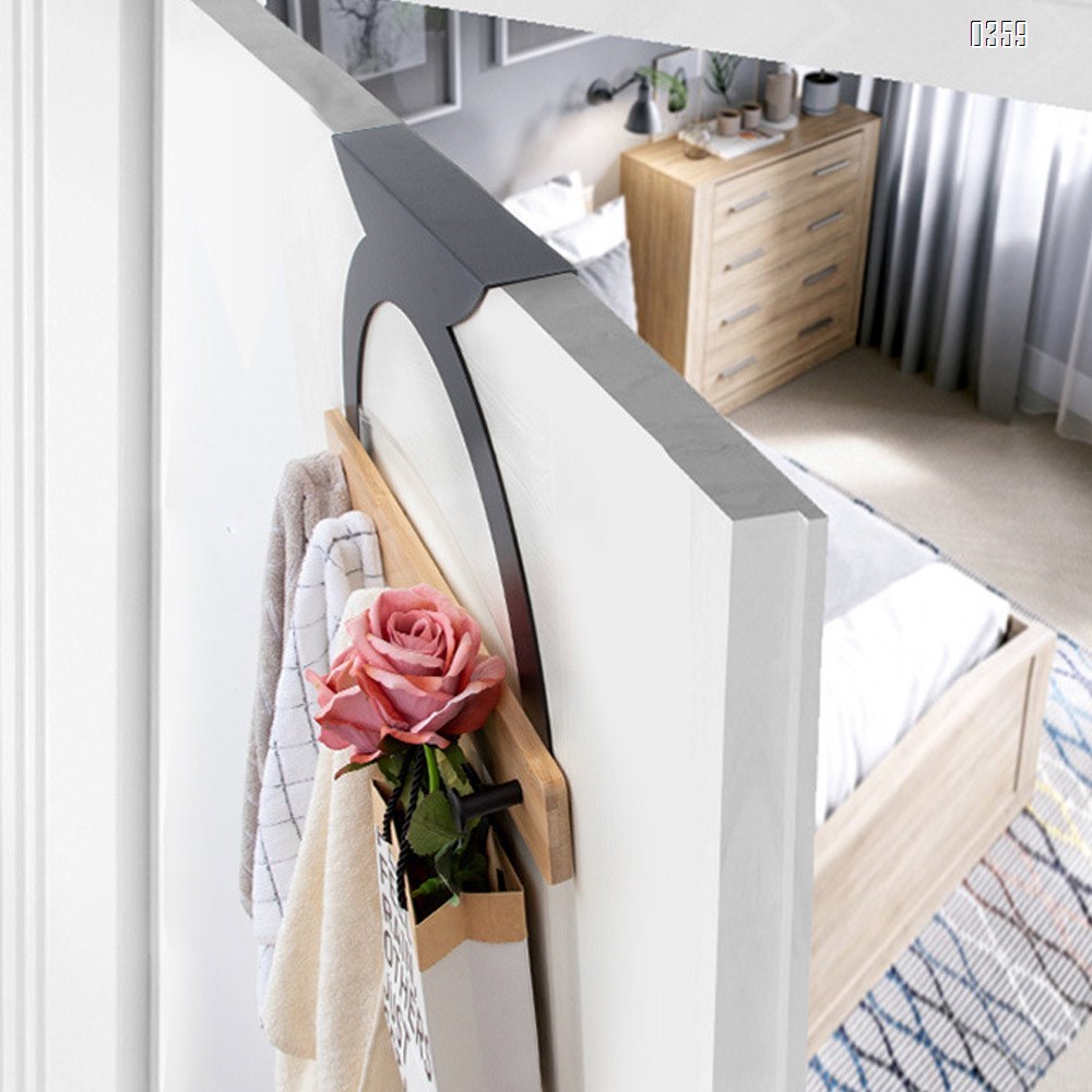 Semicircular Fashion European style Bamboo Wood Over The Door Coat Rack 5 Hooks Heavy Duty for Hanging for Hanging Coats Robes Bags Keys (Black)
