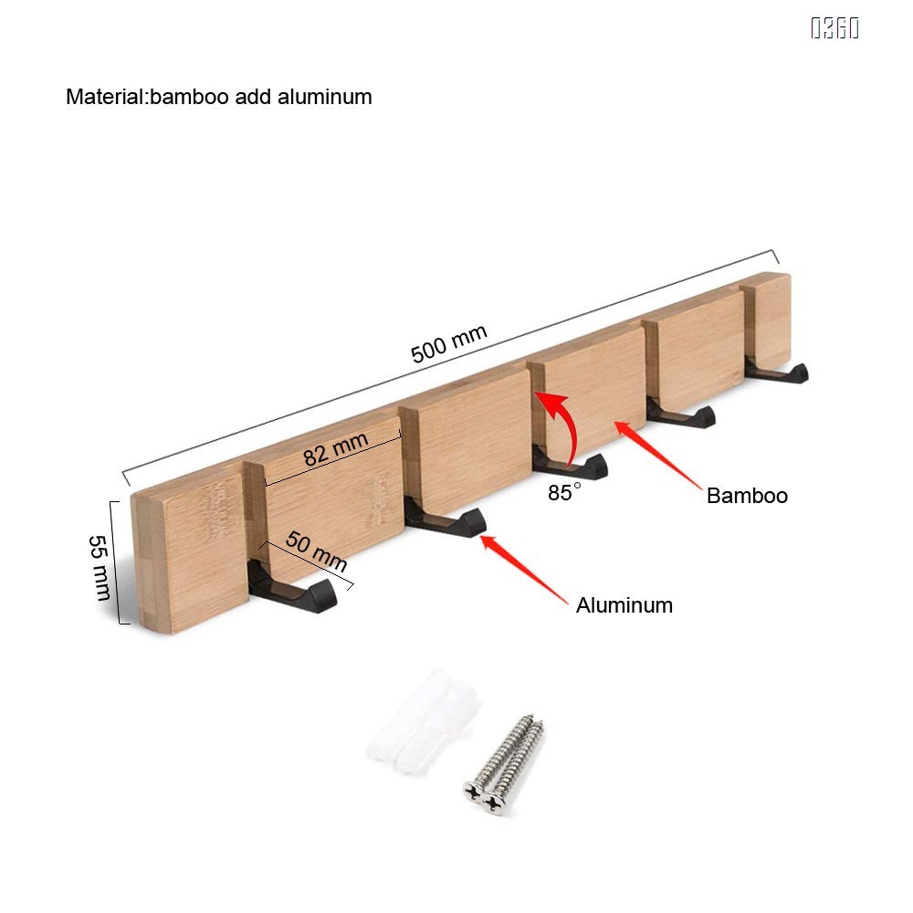Bamboo Coat Hook Wall Mounted Retractable Coat Rack Sleek Space Saving floating Hooks to Coats Scarfs Purses Hats for Entryway Bedroom Bathroom