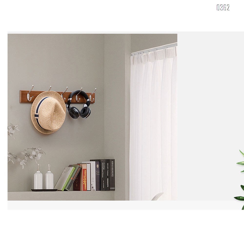 AmazonBasics Bamboo Wall Mounted Coat Rack, 5 Modern Hooks