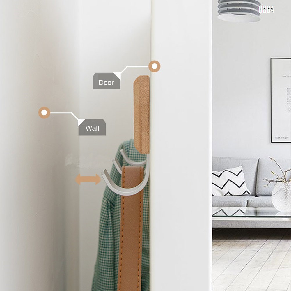 Bamboo Wood Over-The-Door Coat Towel Rack, 5 Hooks