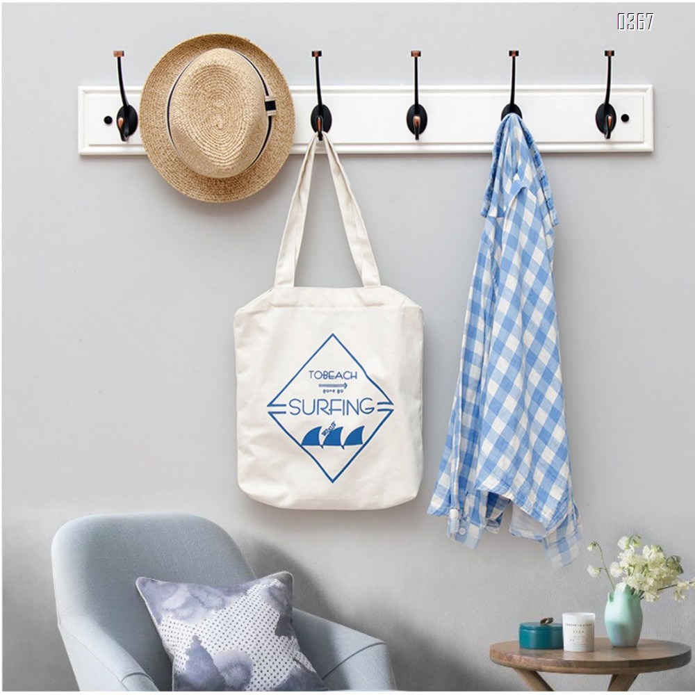White Bamboo Wall Mounted Coat Rack - with 5 Hooks – Modern Decor for Hanging Towels, Keys, Jackets, Dog Leash for Bedroom, Hallway, Entryway, Mudroom