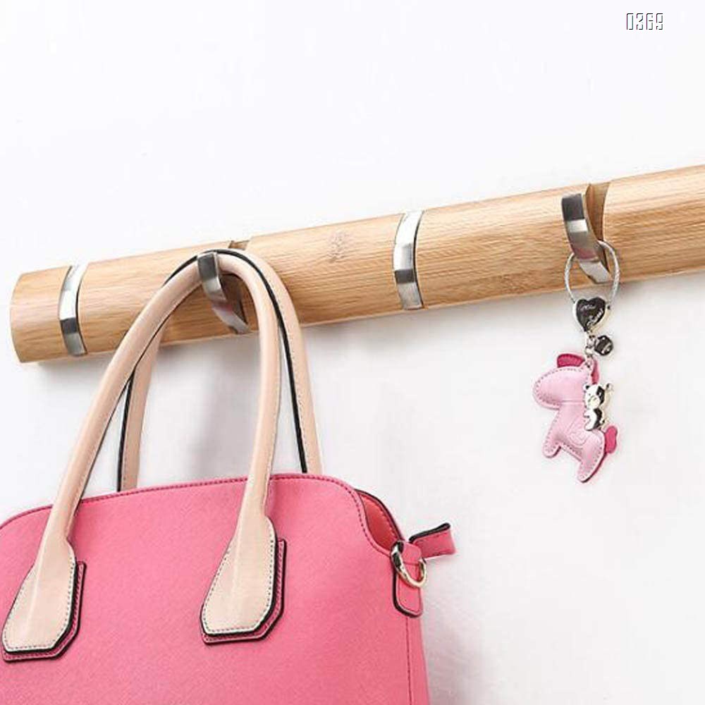Bamboo Wall Mounted Coat Rack Hooks and Hanger Space Saving with Retractable And Flipped Smooth for Hanging Clothes Plants Towels Pictures Keys Hats Heavy Duty Shower Wall