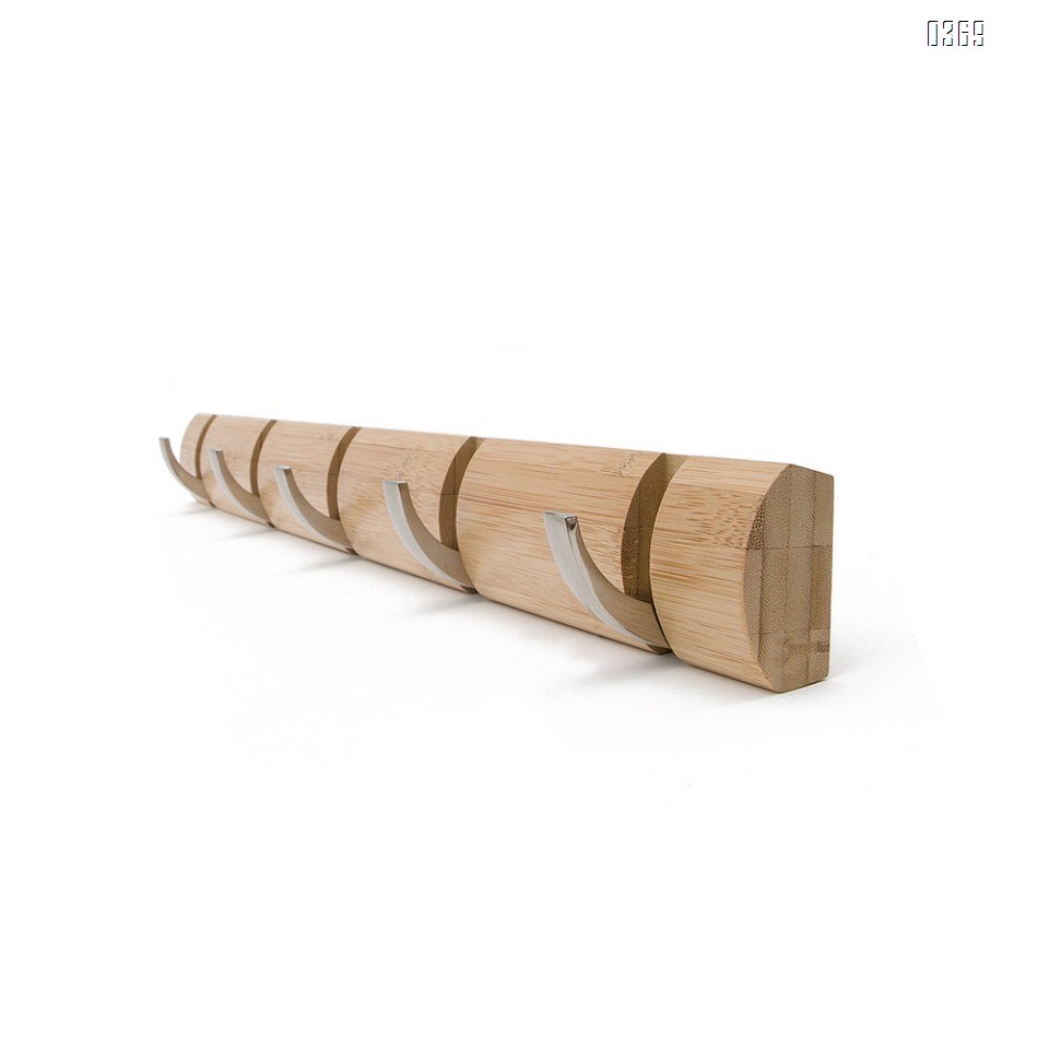 Bamboo Wall Mounted Coat Rack Hooks and Hanger Space Saving with Retractable And Flipped Smooth for Hanging Clothes Plants Towels Pictures Keys Hats Heavy Duty Shower Wall