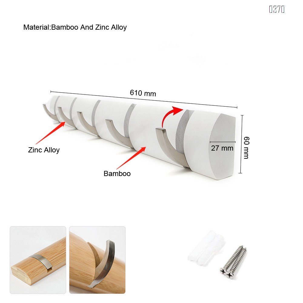 Bamboo Wall Mounted Coat Rack Hooks And Hanger Space Saving with Retractable And Flipped Smooth for Hanging Clothes Plants Towels Pictures Keys Hats Heavy Duty Shower Wall