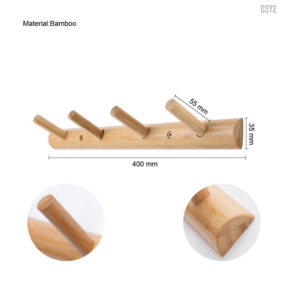 Modern Bamboo Wooden Entryway Coat And Hat Hooks | Bathroom Kitchen Towel Rack | Wall Mounted