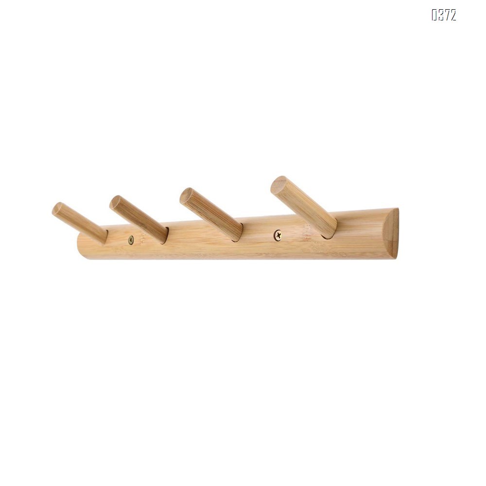 Modern Bamboo Wooden Entryway Coat And Hat Hooks | Bathroom Kitchen Towel Rack | Wall Mounted