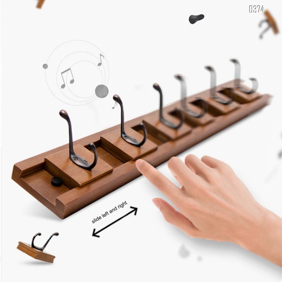 Coat Rack Mobile and Fexible Bamboo Modern Wall Mounted Coat Hook with Hat Towel Scarve Clothe Handbag for Entryway Hall Bedroom Bathroom