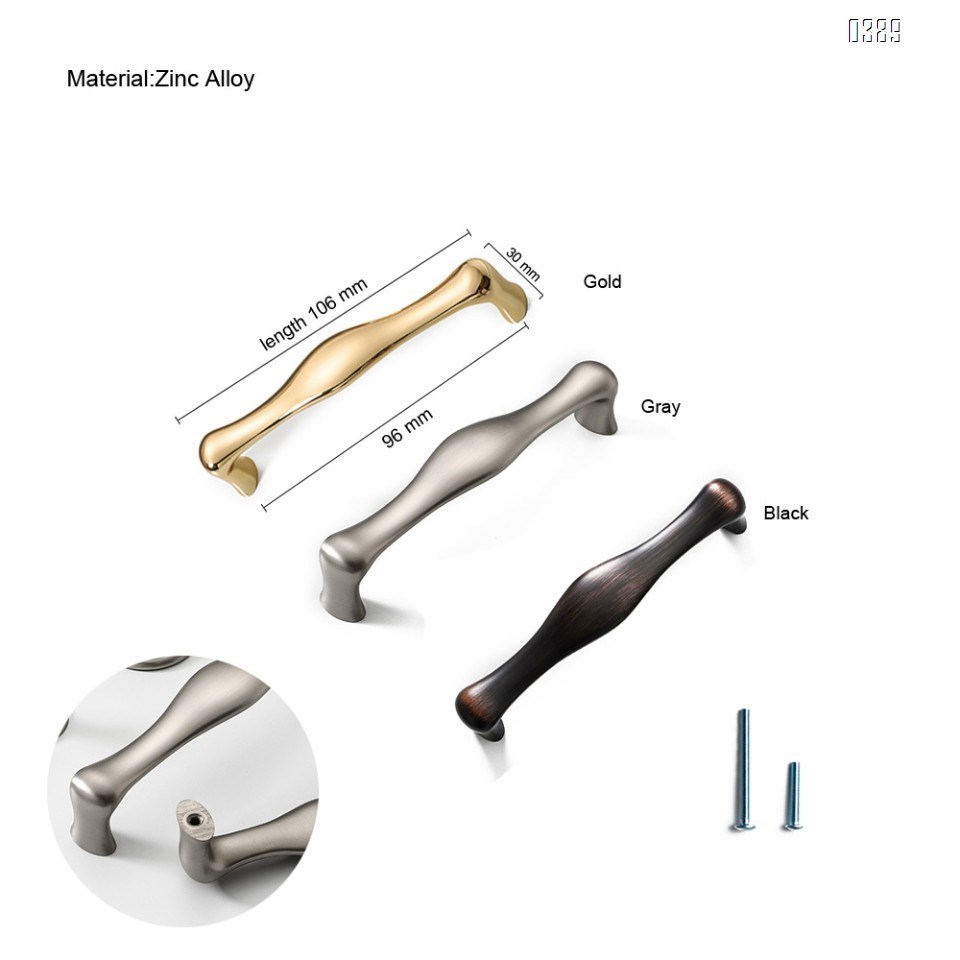 Three Colors Zinc Alloy European Style Rounded Foot Cabinet Hardware Handles 96mm Kitchen Drawer Pulls, 3.7 Inch Hole Centers