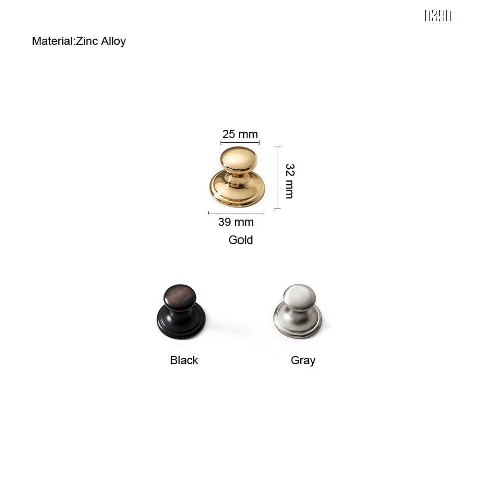 Zinc Alloy Three Colors Kitchen Cabinet Knobs 1.5 Inch Round Drawer Handles