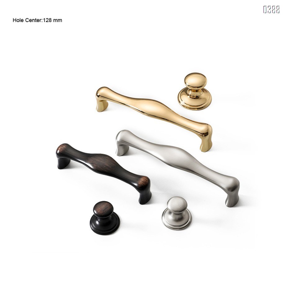 Three Colors Zinc Alloy European Style Rounded Foot Cabinet Hardware Handles 128mm Kitchen Drawer Pulls, 5 Inch Hole Centers