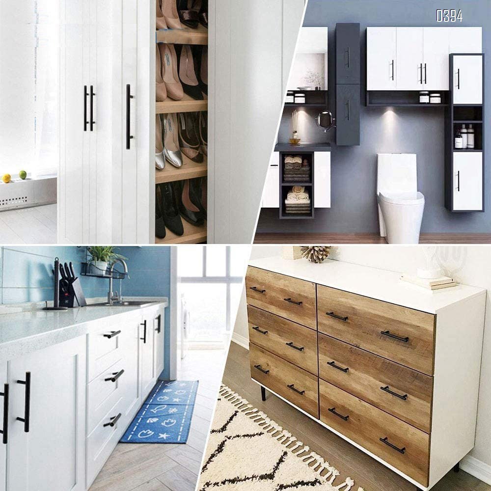 12.5 Inch(320mm) Hole Centers Cabinet Pulls Matte Black And Gold Drawer Pulls Kitchen Cabinet Handles Solid Brass T Bar Pulls for Drawer Flat Kitchen Hardware